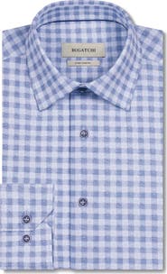 Bugatchi James OoohCotton® Textured Gingham Check Button-Up Shirt