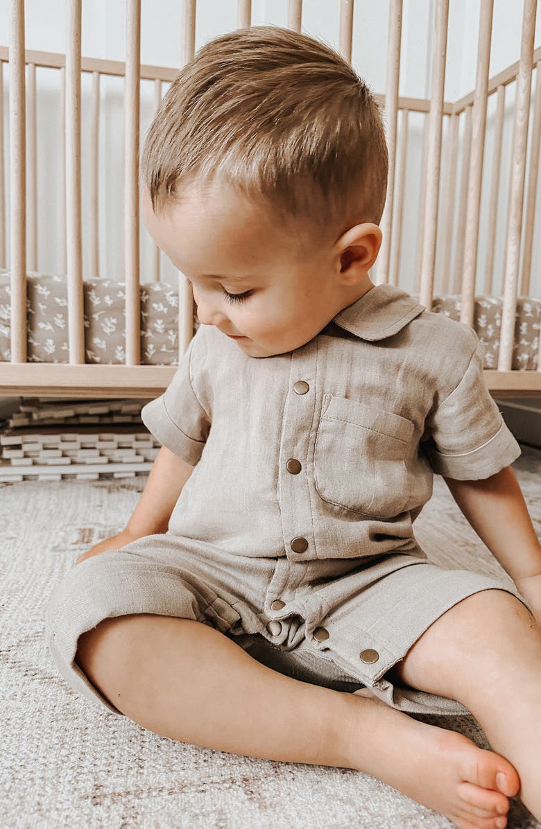 L'ovedbaby Organic Cotton Muslin Short Sleeve Romper, Alternate, color, 