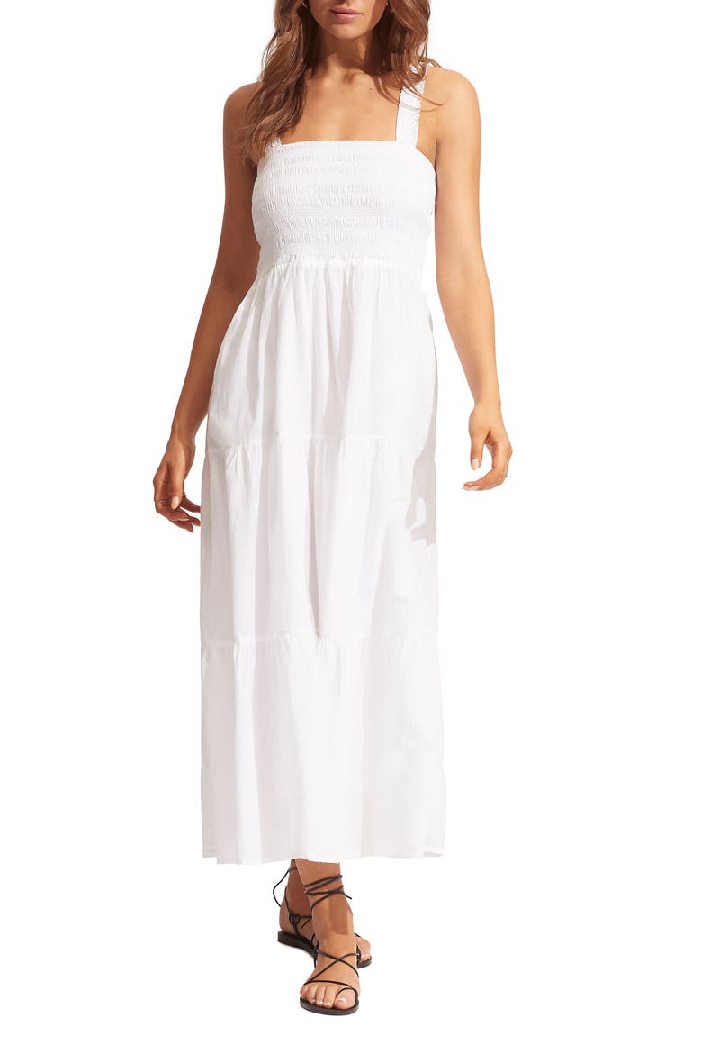Faithful Cover-Up Midi Sundress, Main, color, WHITE
