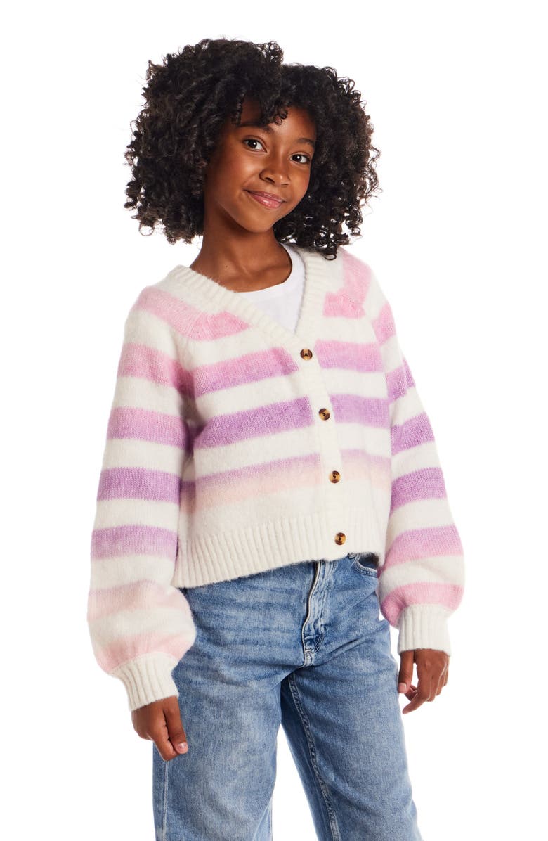 Andy & Evan Kids' Stripe Cardigan, Alternate, color, Oatmeal