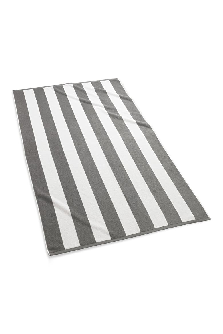 'Cabana' Stripe Beach Towel, Main, color, GREY
