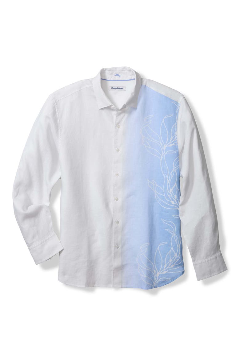 Villa Rosa Vines Ombé Linen Button-Up Shirt, Main, color, DEW DROP