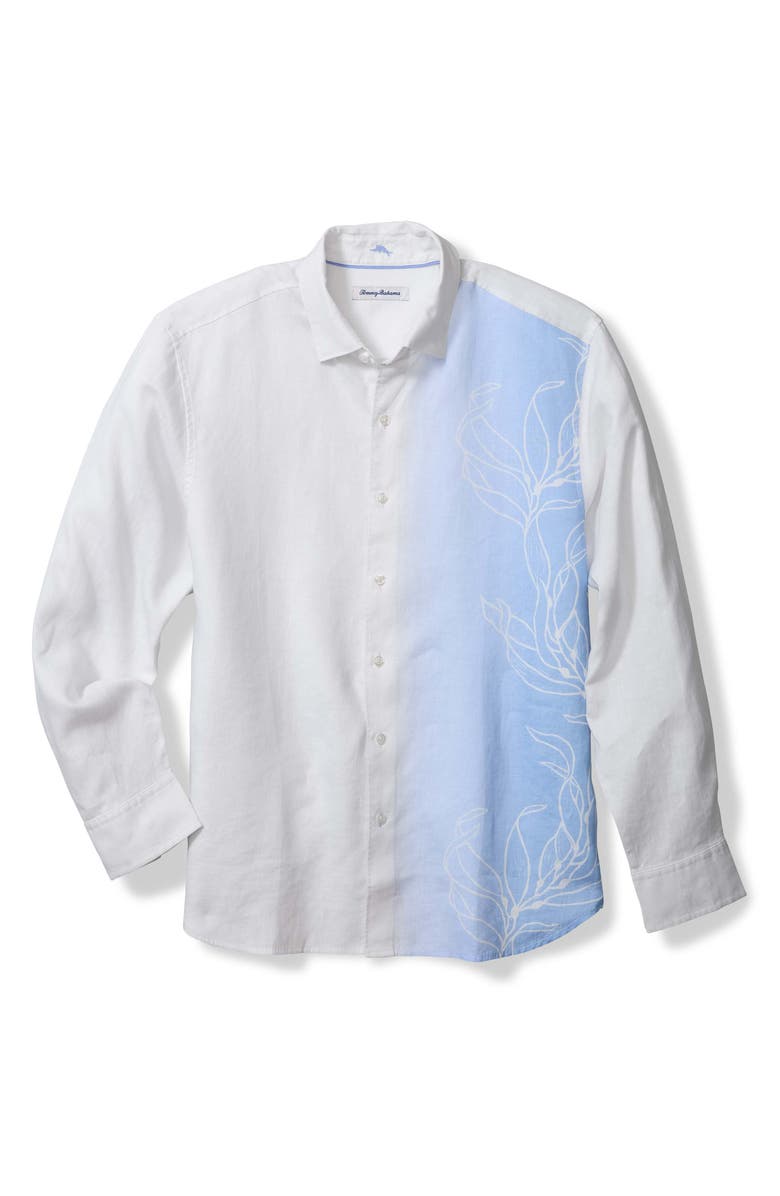 Tommy Bahama Villa Rosa Vines Ombé Linen Button-Up Shirt, Main, color, Dew Drop