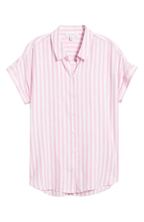 BEACHLUNCHLOUNGE BEACHLUNCHLOUNGE KENZIE STRIPE SHORT SLEEVE BUTTON-UP SHIRT 