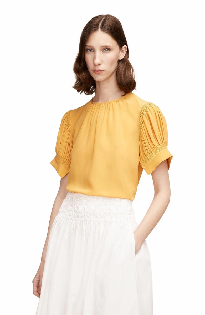 Rebecca Taylor Short Sleeve Cdc Blouse, Main, color, Zinnia