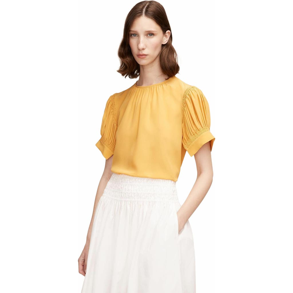Rebecca Taylor Short Sleeve Cdc Blouse In Yellow
