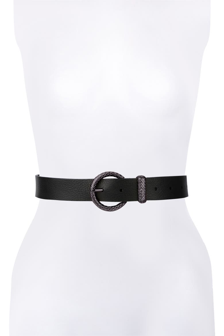 Leather Belt, Main, color, BLACK