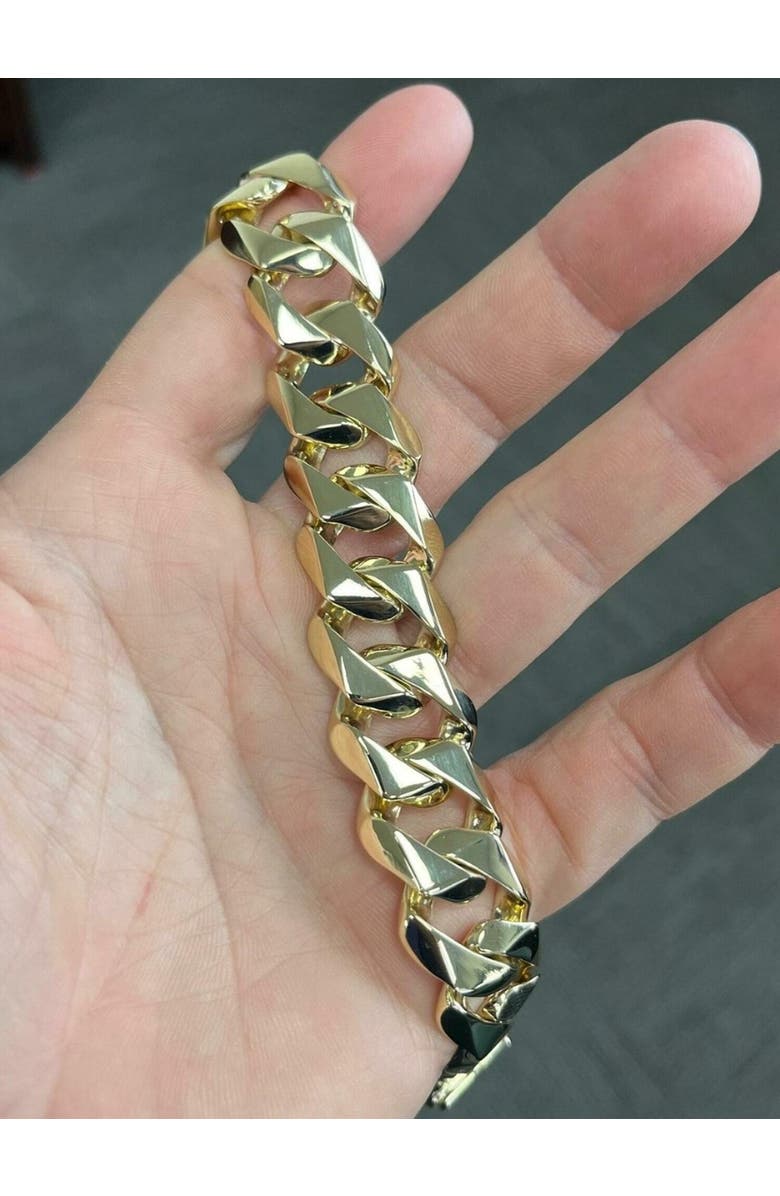 Bliss Diamond Men's Heavy 119g Solid 14k Gold 12mm 9.5" Wide Cuban Link Bracelet, Alternate, color, 