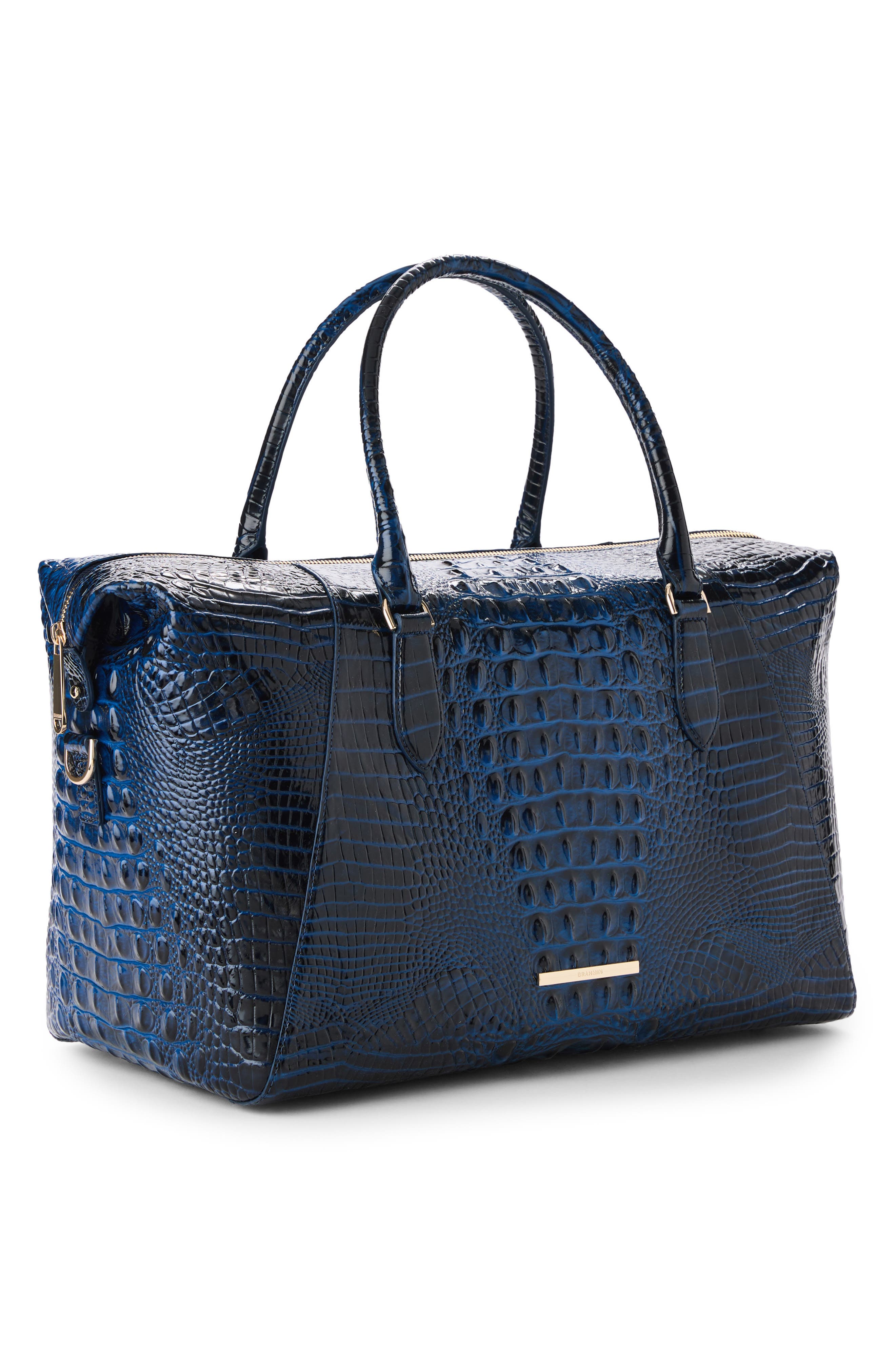 Daniela Croc Embossed Leather Travel Bag, Alternate, color, ANCHOR