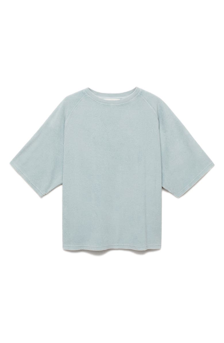 MANGO Cotton Blend Terry T-Shirt, Main, color, Mint Green