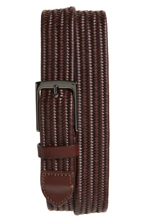 Nordstrom Diego Woven Leather Stretch Belt In Brown