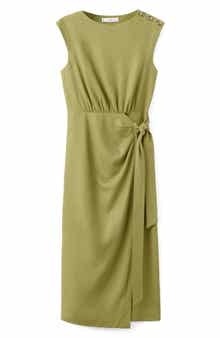 Linen Blend Midi Dress