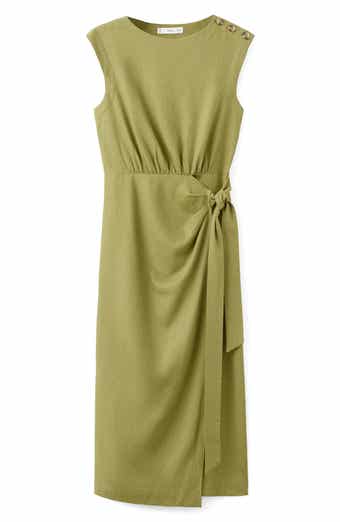 Linen Blend Midi Dress