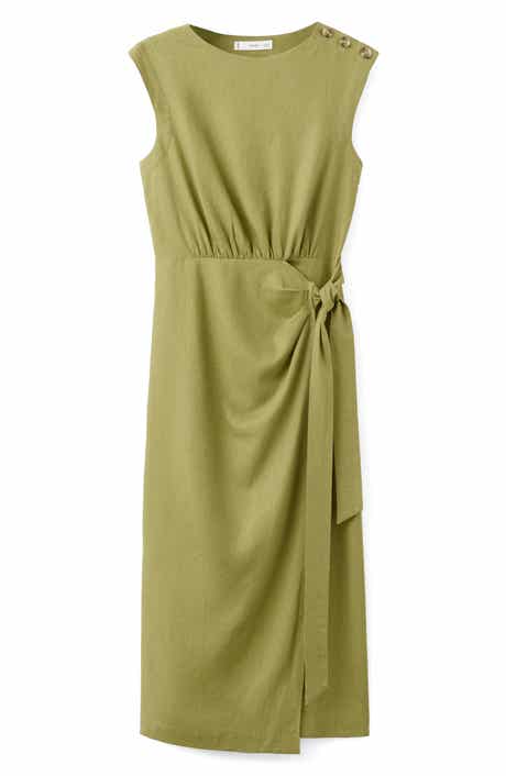Linen Blend Midi Dress