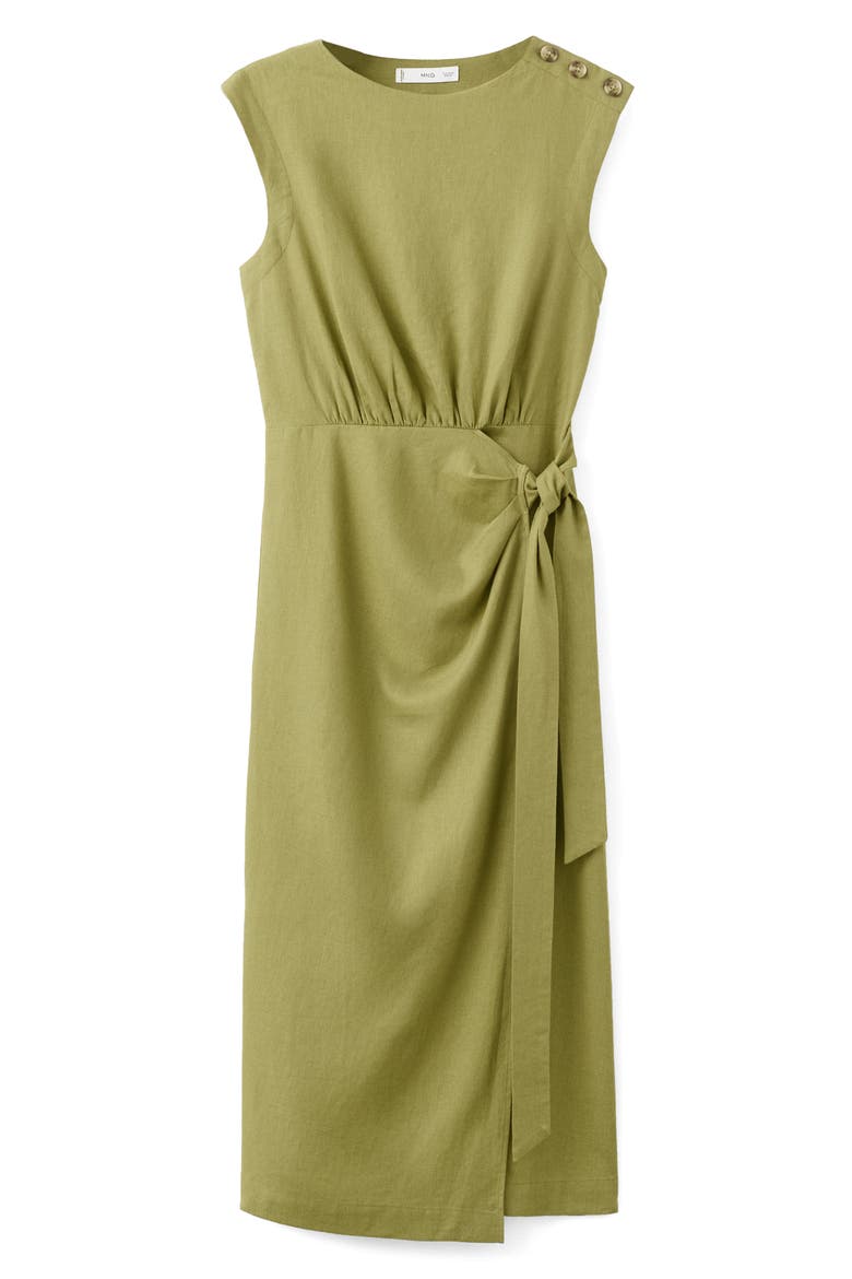 mango linen blend midi dress Linen midi-dress with belt