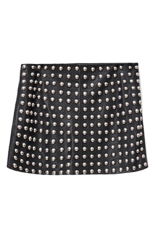 Allsaints Wilder Stud Embellished Leather Miniskirt In Black