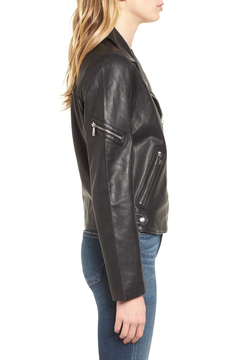 Kirwin Leather Moto Jacket, Alternate, color, BLACK