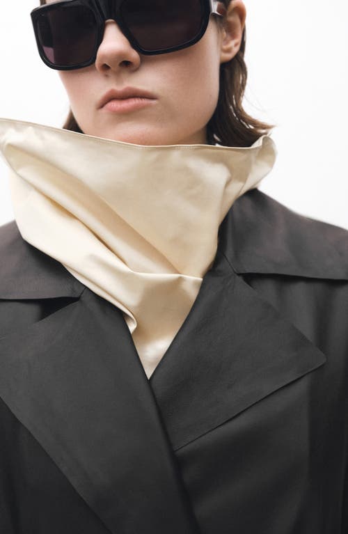 Mango Leather Trench Coat In Black