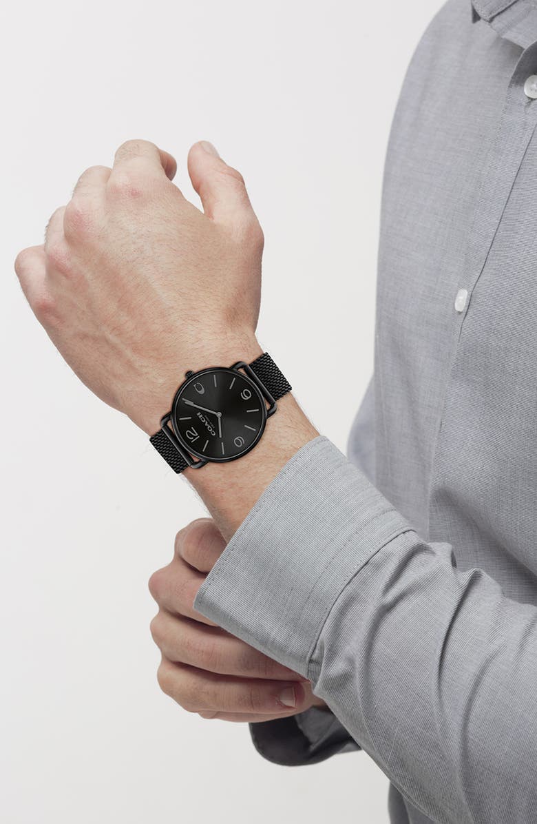 COACH Elliot Mesh Strap Watch, 41mm, Alternate, color, Black