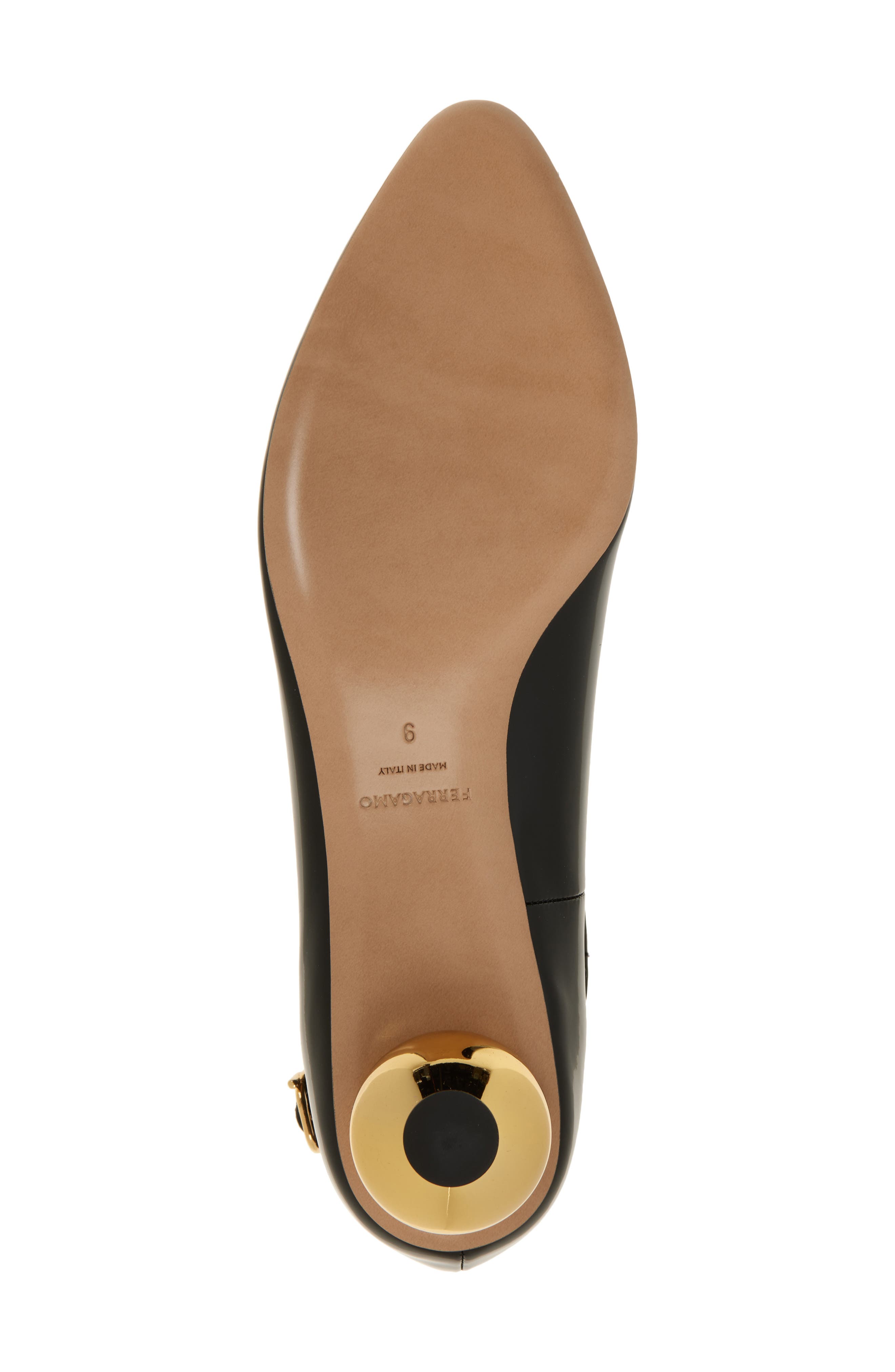 FERRAGAMO Tania T-Strap Pointed Toe Pump, Alternate, color, Nero