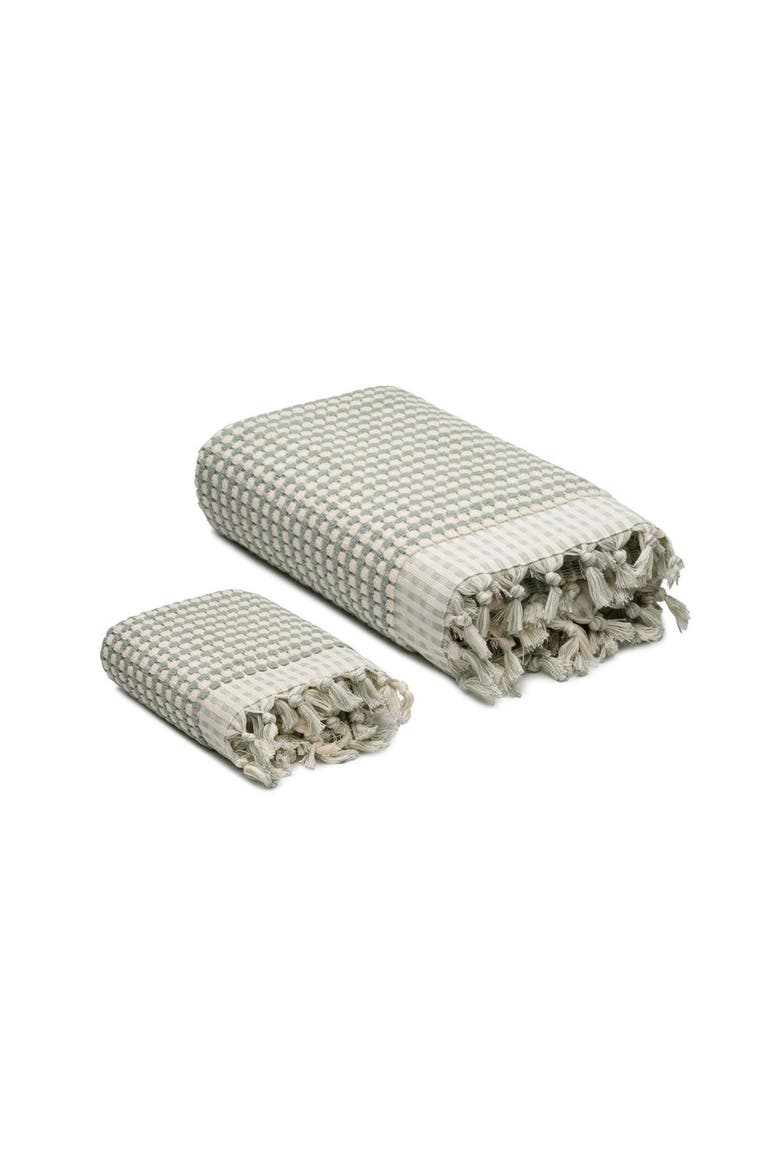 Dots Turkish Cotton Terry Towel Bundle, Alternate, color, Sage Green