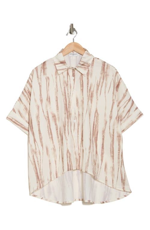 Patrizia Luca Patterned High-low Button-up Shirt In Beige