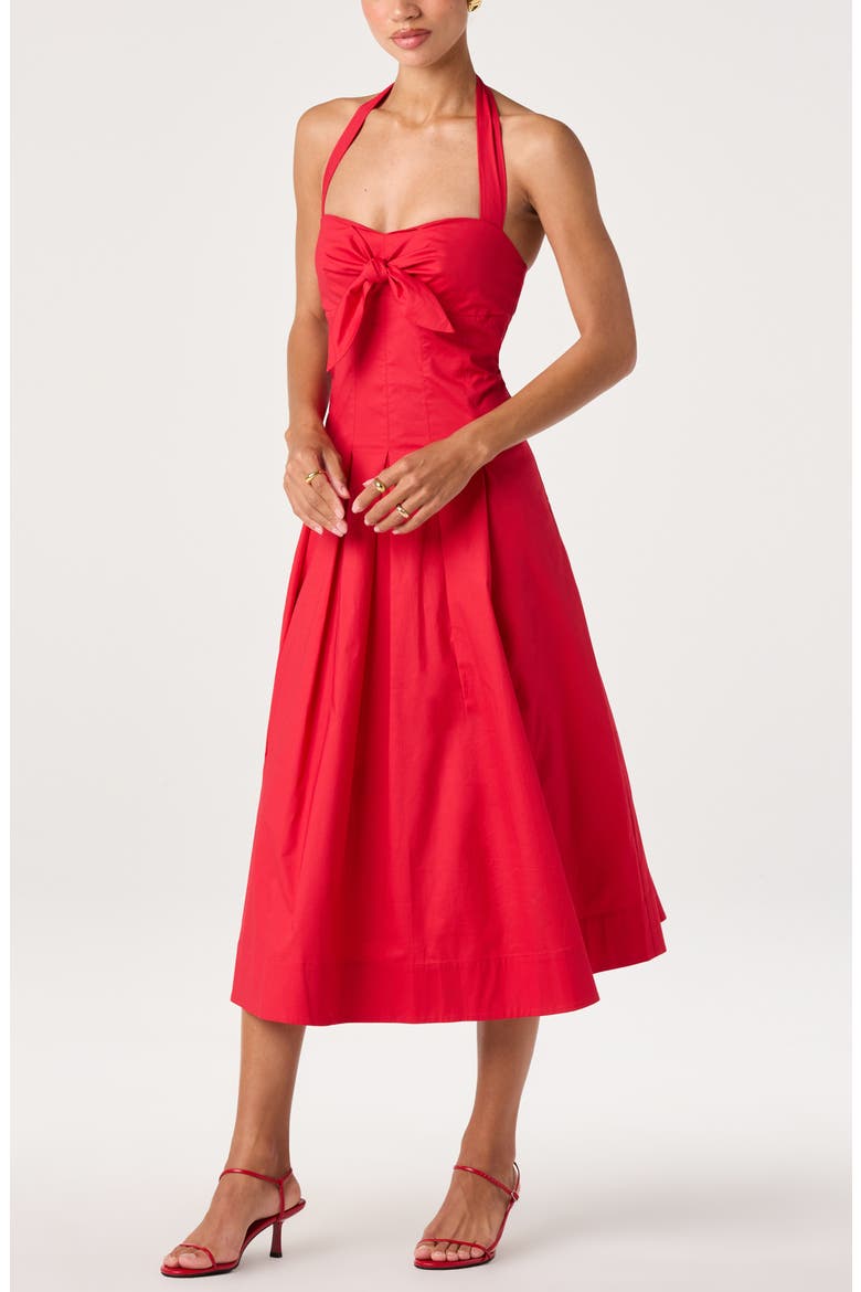 Janae Halter Midi Dress, Alternate, color, RED