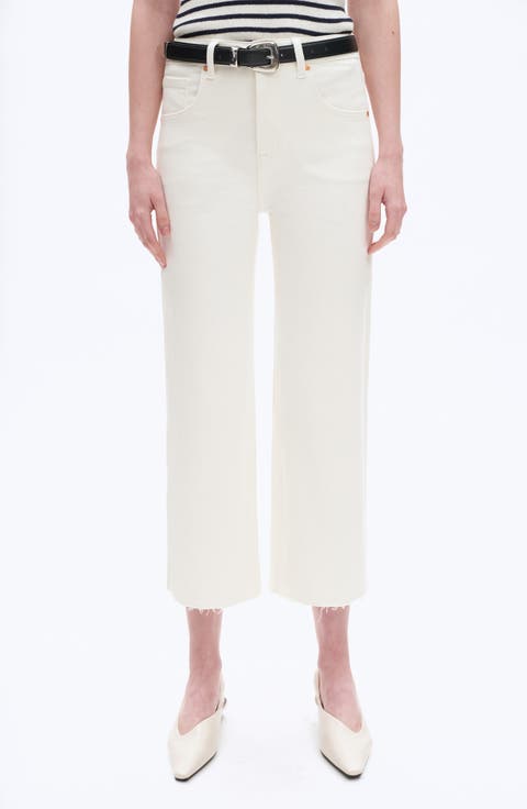 High Waist Raw Hem Wide Leg Jeans