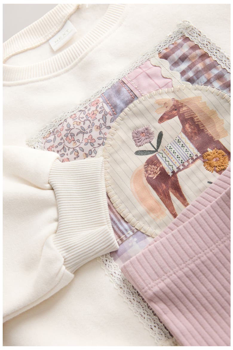 Kids' Patchwork Sweatshirt & Flare Leggings Set, Alternate, color, PINK