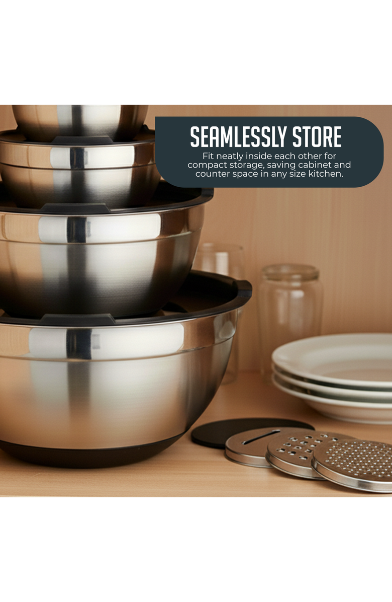 Luminuxe Durable Stainless Steel Nesting Mixing Bowl Set 5-Piece, Alternate, color,