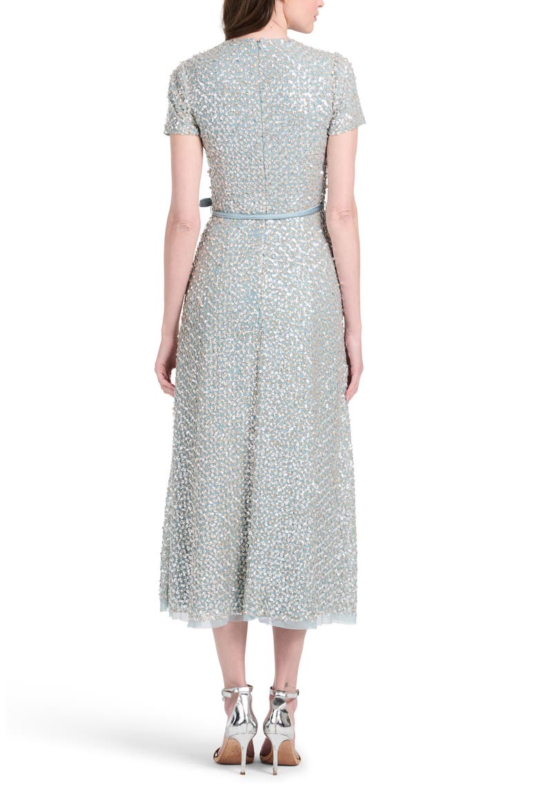 Sequin Encrusted Translucent Tie Waist Cocktail Dress, Alternate, color, LIGHT BLUE