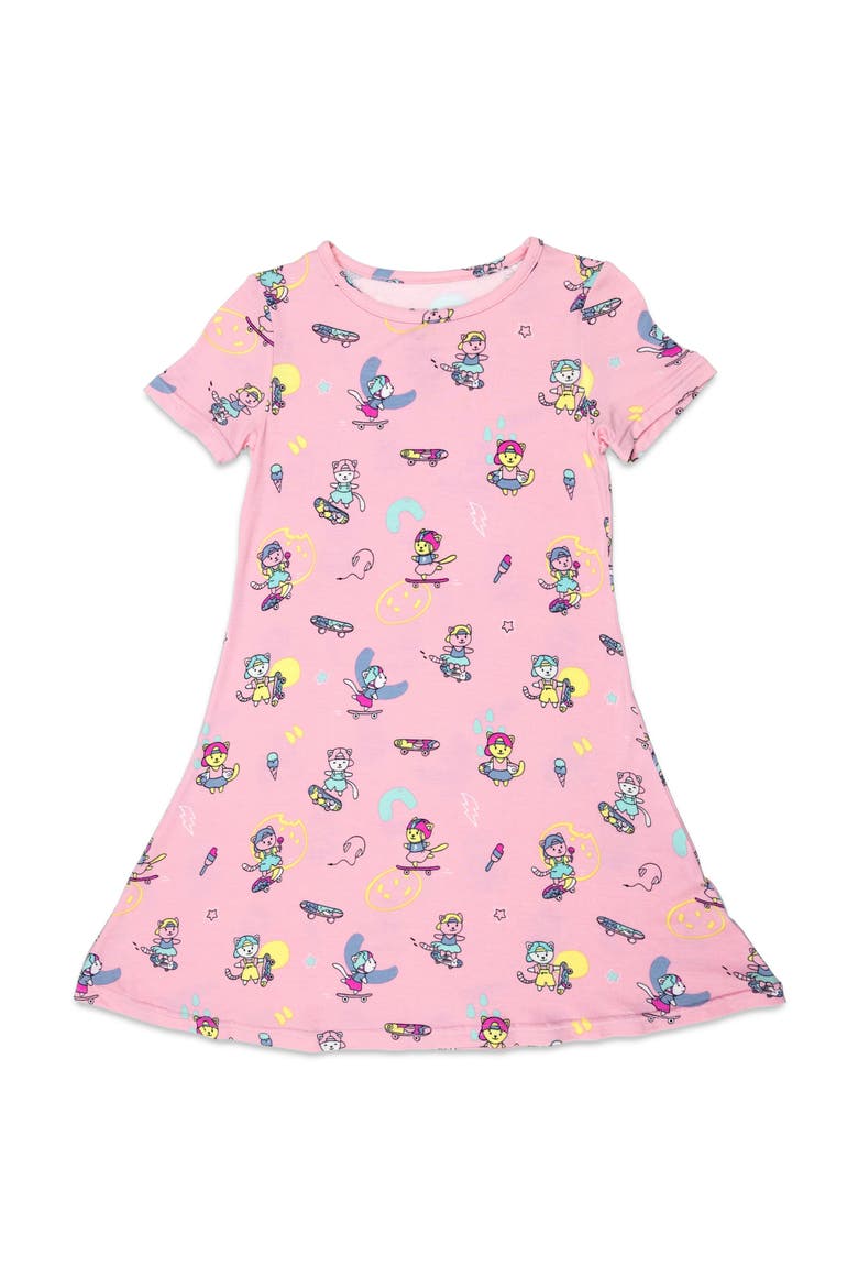 Kids' Skater Kitty Short Sleeve Dress, Main, color, Skater Kitty