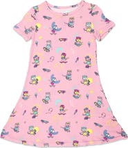 Bellabu Bear Kids' Skater Kitty Short Sleeve Dress