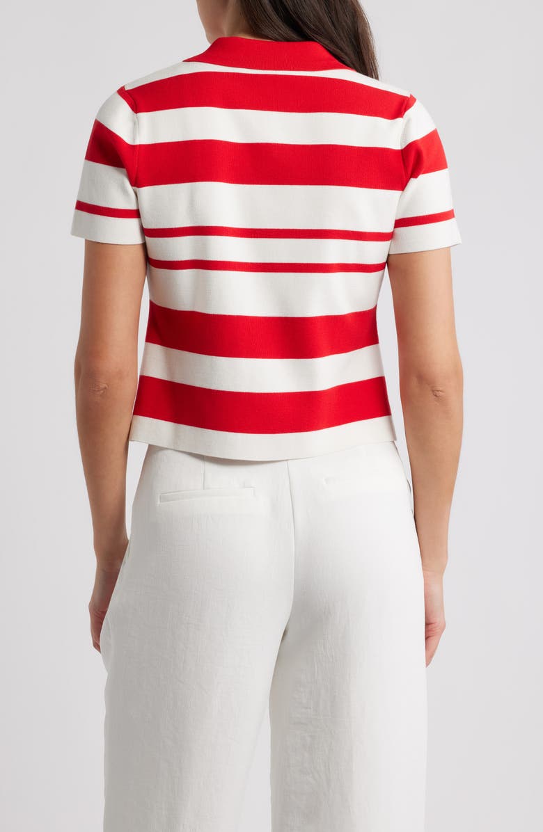 French Connection Maxime Stripe Polo, Alternate, color, Summer White-Crimson