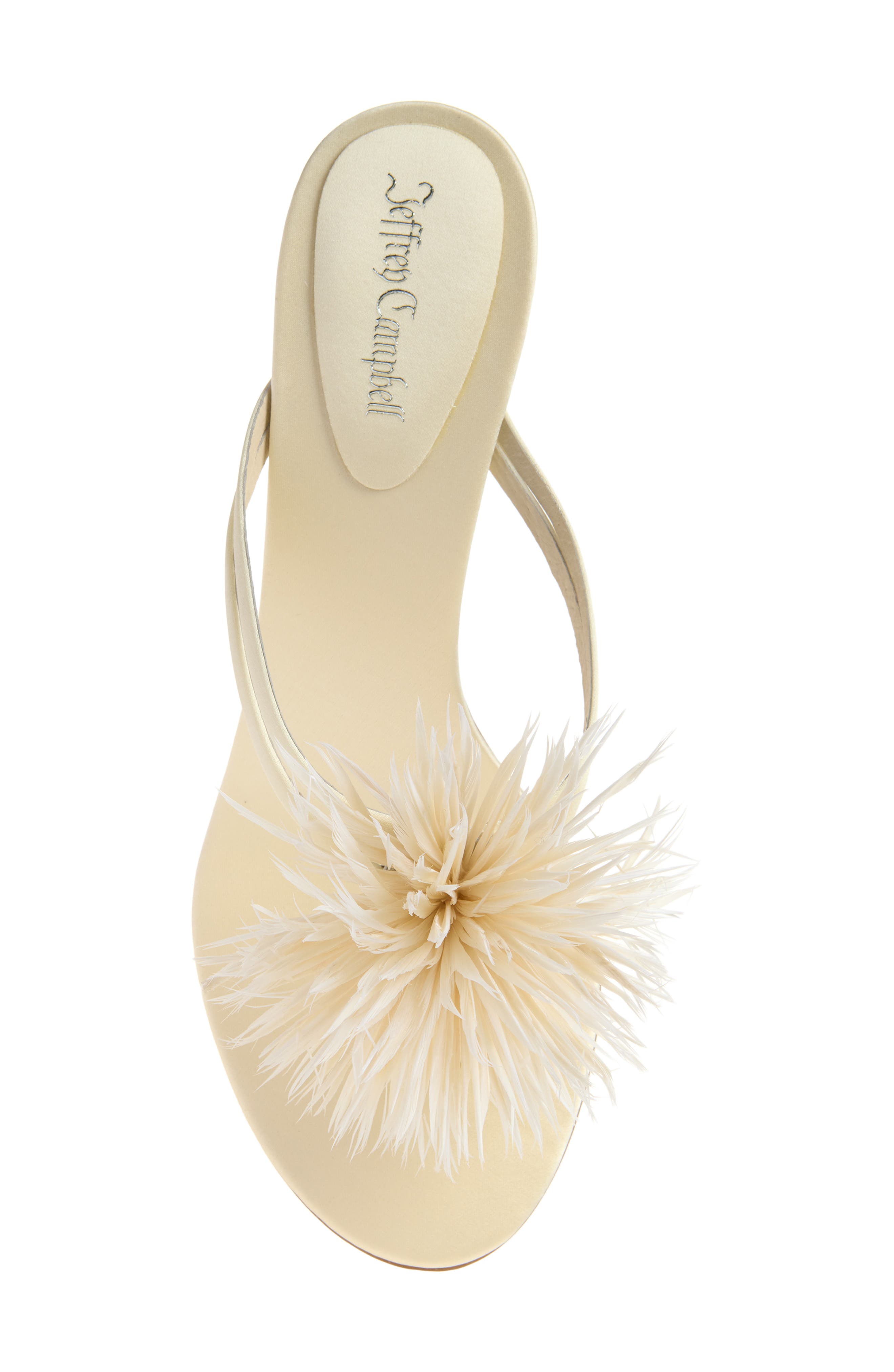Firework Feather Sandal, Alternate, color, BEIGE SATIN