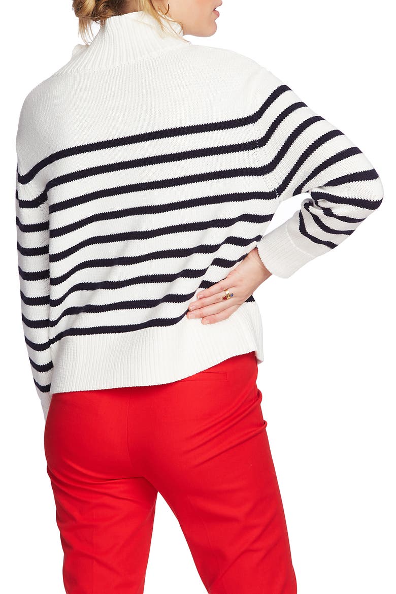 Stripe Mock Neck Sweater, Alternate, color, ANTIQUE WHITE