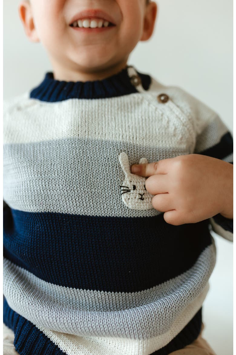 Bunny Striped Sweater, Alternate, color, Ivory