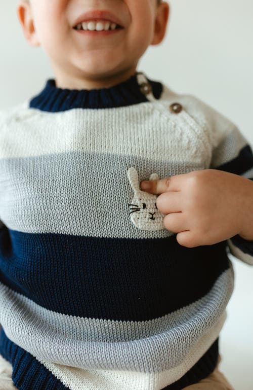Shop Melange Collection Bunny Striped Sweater In Ivory