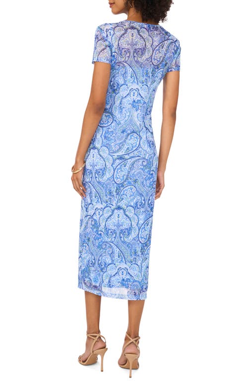Shop Vince Camuto Paisley Mesh Midi Dress In Canal Blue