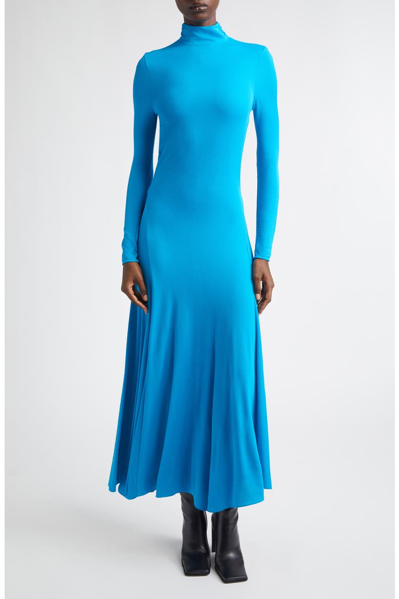 Heart Cutout Long Sleeve Jersey Dress, Main, color, TURQUOISE