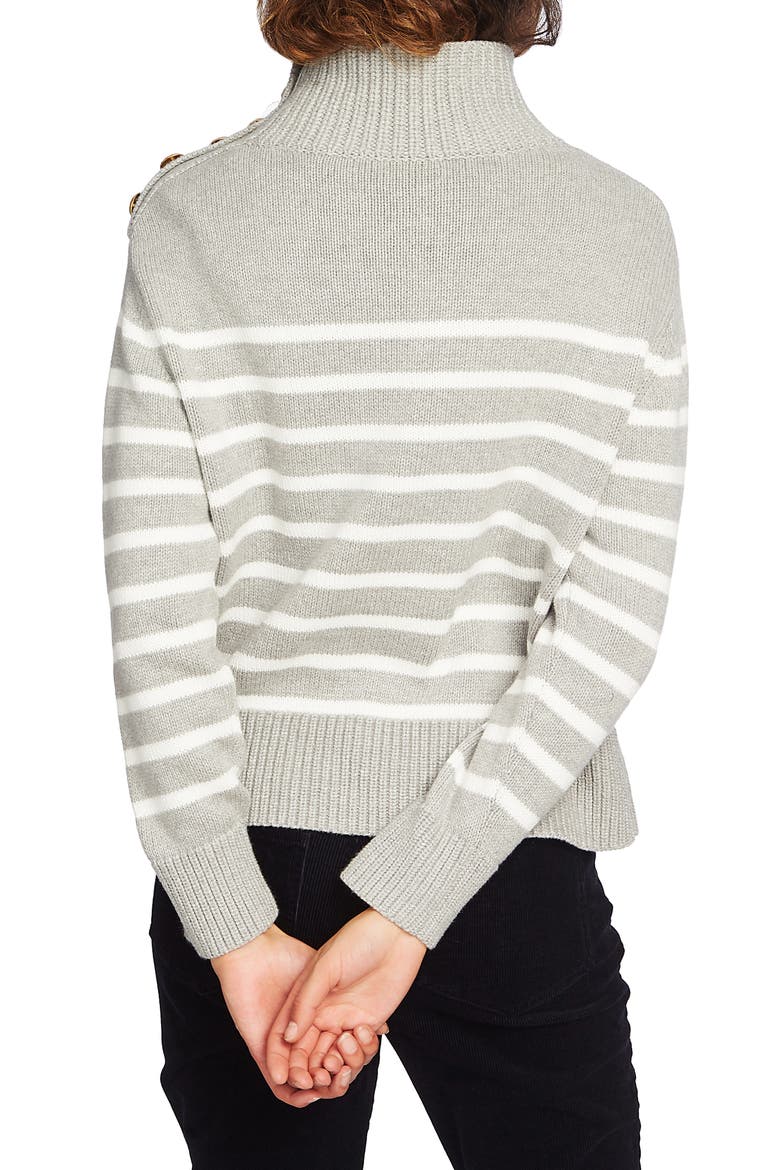 Stripe Mock Neck Sweater, Alternate, color, SILVER HEATHER