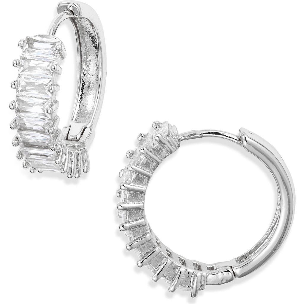 Child Of Wild Antoinette Cubic Zirconia Huggie Hoop Earrings In Silver