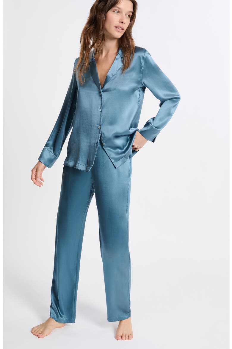 Pearly Silk Straight Leg Pajama Pants, Alternate, color, ENCRE
