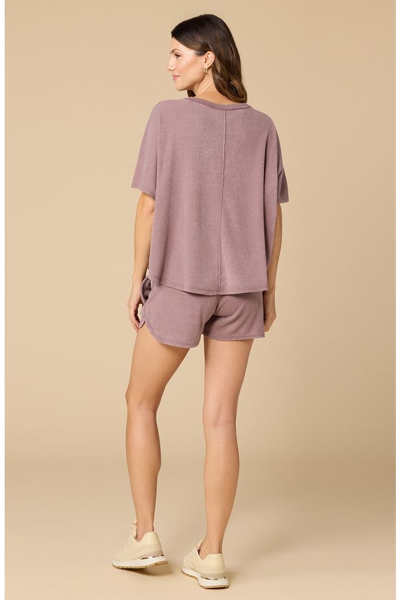 Terry Relaxed V-neck with Short Set, Alternate, color, Driftwood