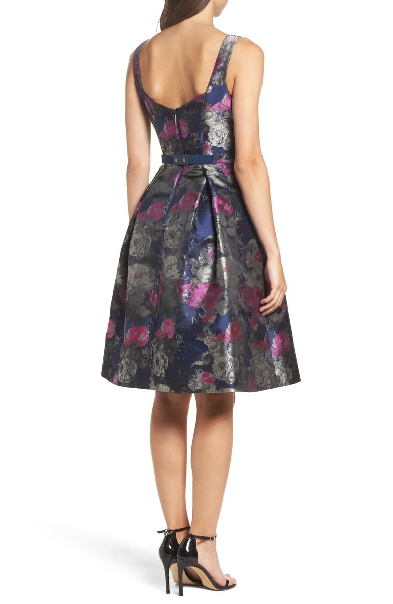 Eliza J Jacquard Fit & Flare Dress, Alternate, color,