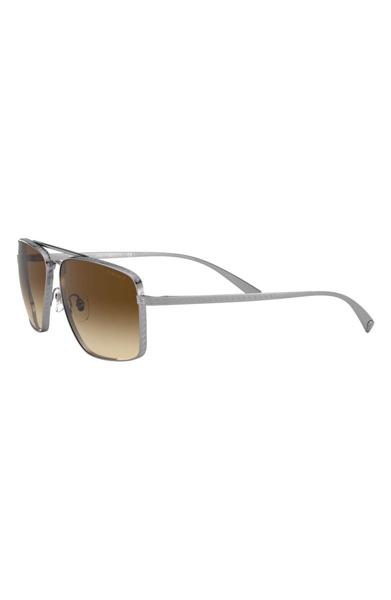 Versace 61mm Aviator Sunglasses, Alternate, color, Gunmetal/ Brown Gradient