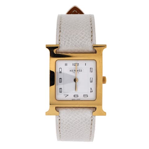 Heure H Quartz Watch Plated Metal and Leather 26