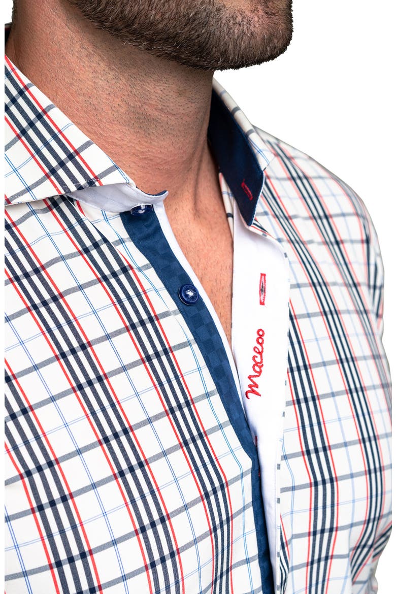 Einstein Plaid Egyptian Cotton Button-Up Shirt, Alternate, color, WHITE