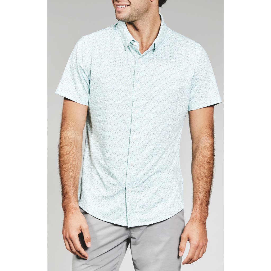 7 Diamonds Riley Floral Short Sleeve Performance Button-up Shirt In Green