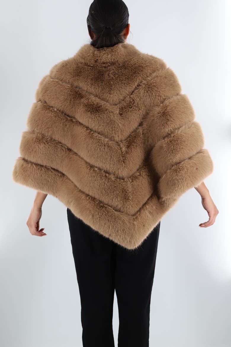 Faux Fur Poncho, Alternate, color, Camel